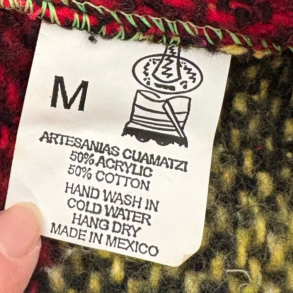 Baja Hoodie Drug Rug Mexican Blanket Pullover Kangaroo Pocket Size M Poncho - Picture 6 of 9